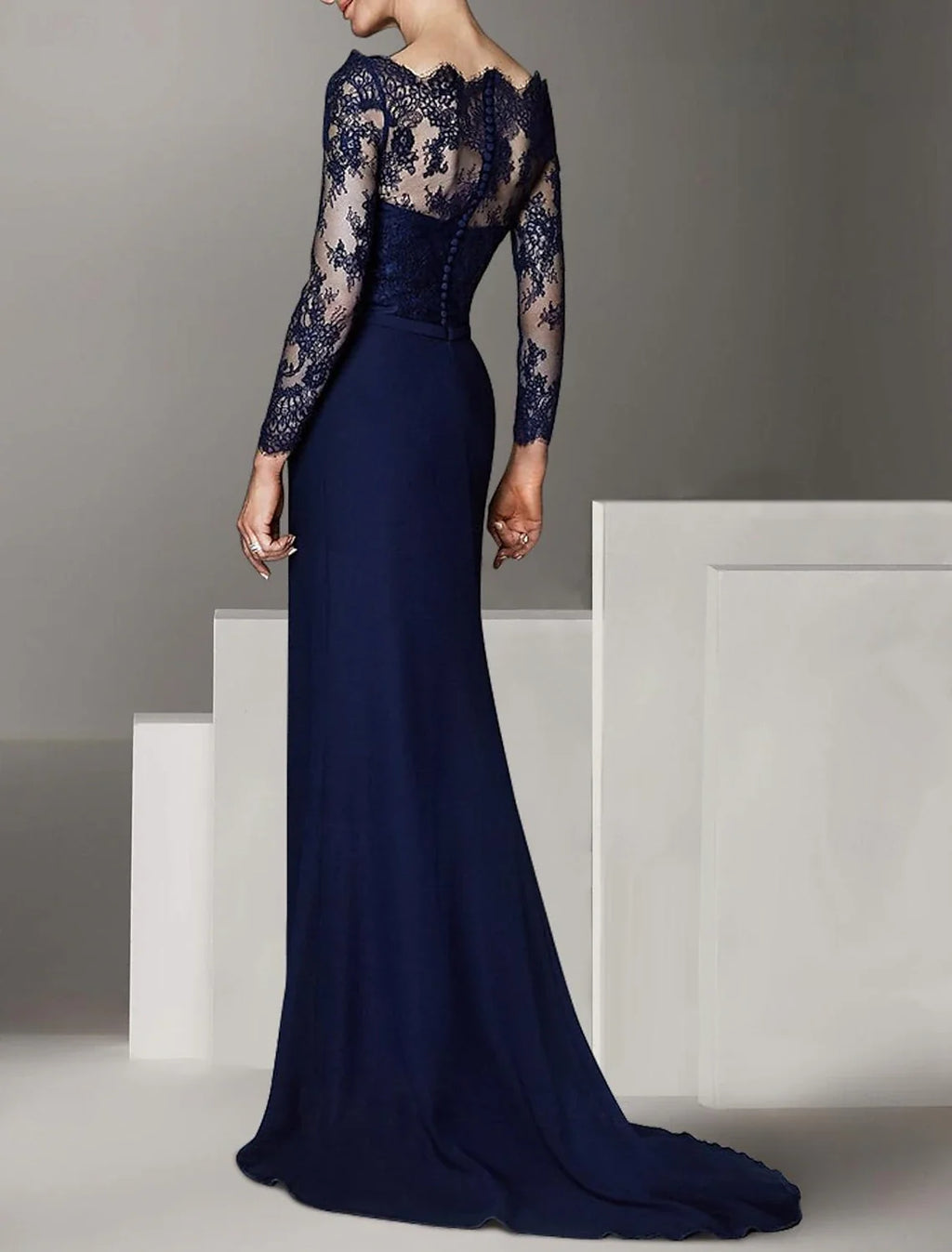 Mermaid Off-Shoulder Chiffon Long Sleeve Floor-Length Wedding Dress - Chloe Dress
