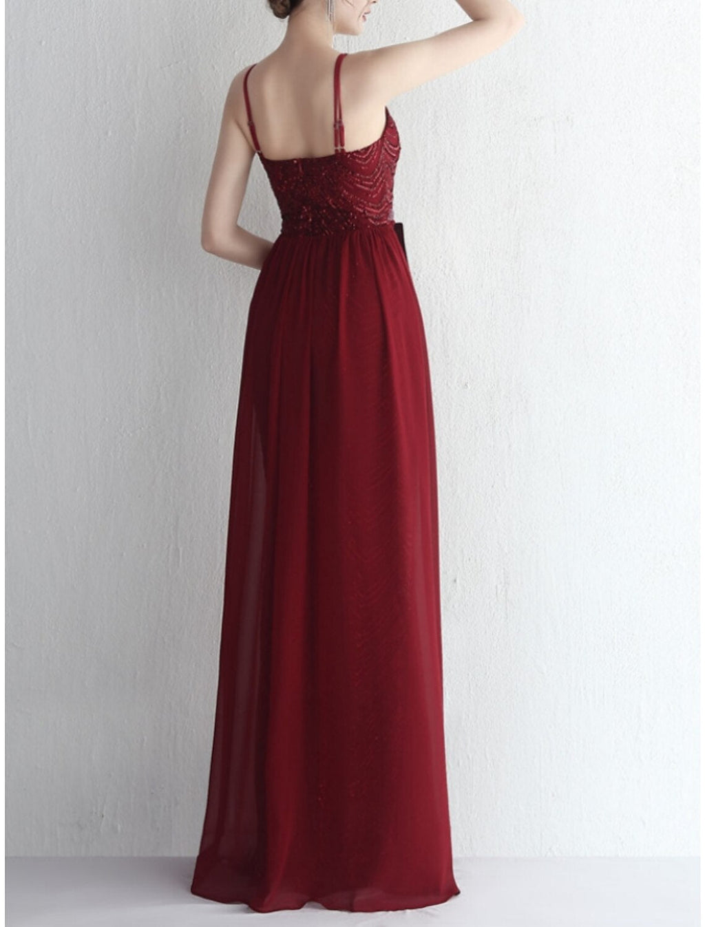 Mermaid Spaghetti Strap Chiffon Sleeveless Pleated Evening Gown - Chloe Dress