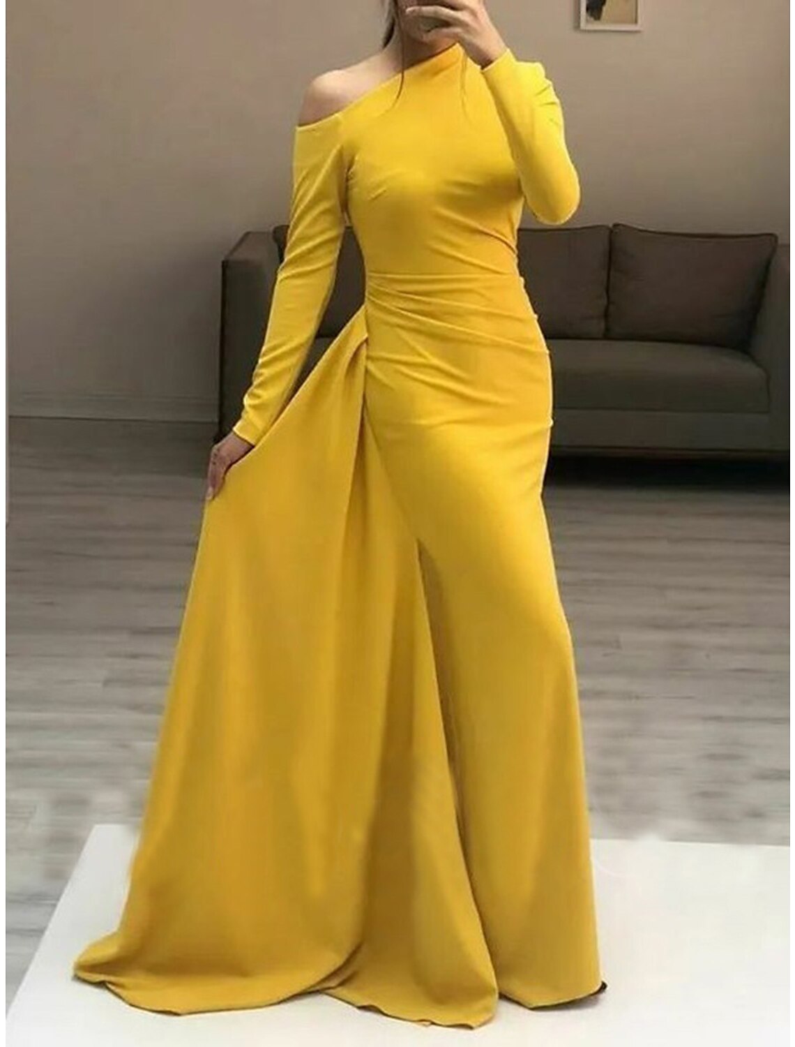 Sheath One-Shoulder Long Sleeve Floor-Length Evening Dress - Chloe Dress