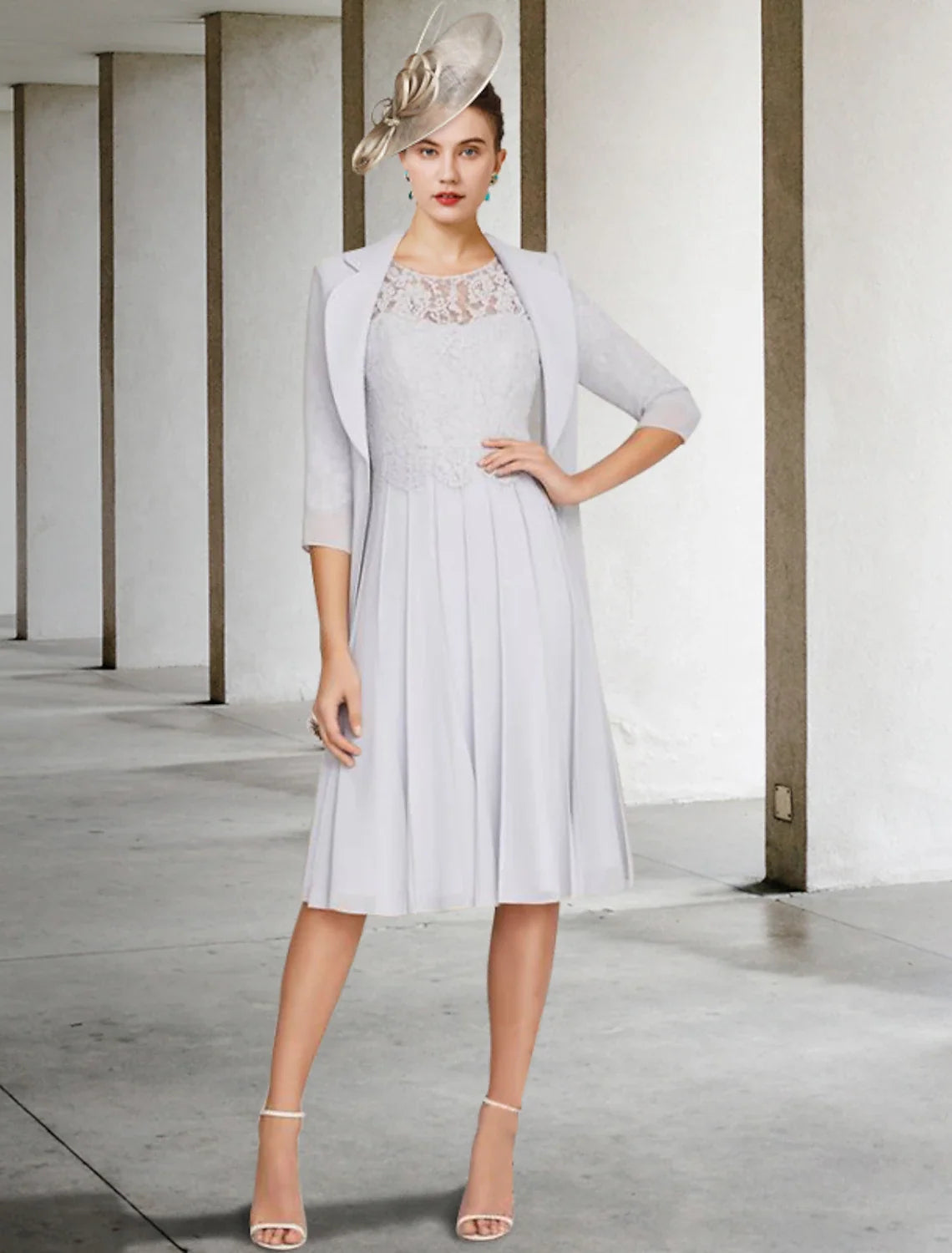 A-Line V-Neck Satin Pleated Knee-Length Dress - Chloe Dress