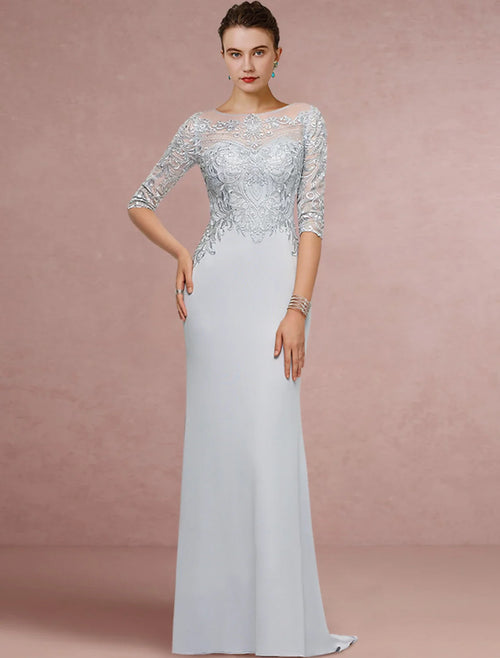 Sheath Chiffon Train Wedding Dress - Chloe Dress