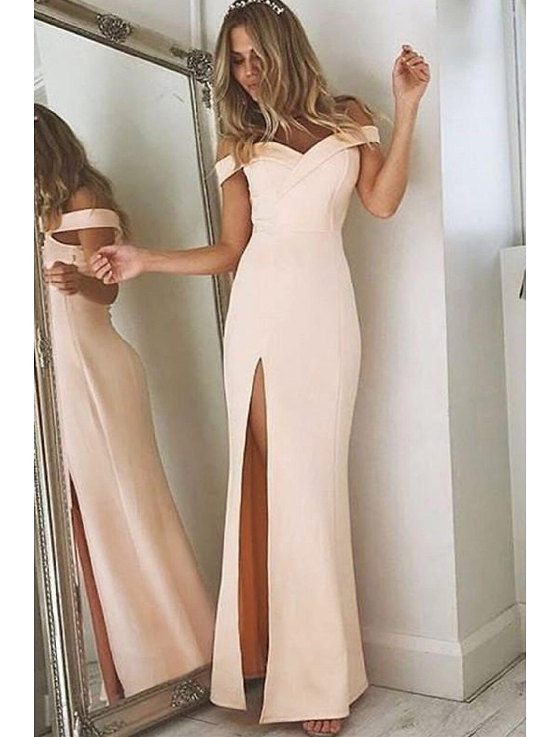 Mermaid Off-Shoulder Sleeveless High Slit Floor-Length Prom Dress - Chloe Dress