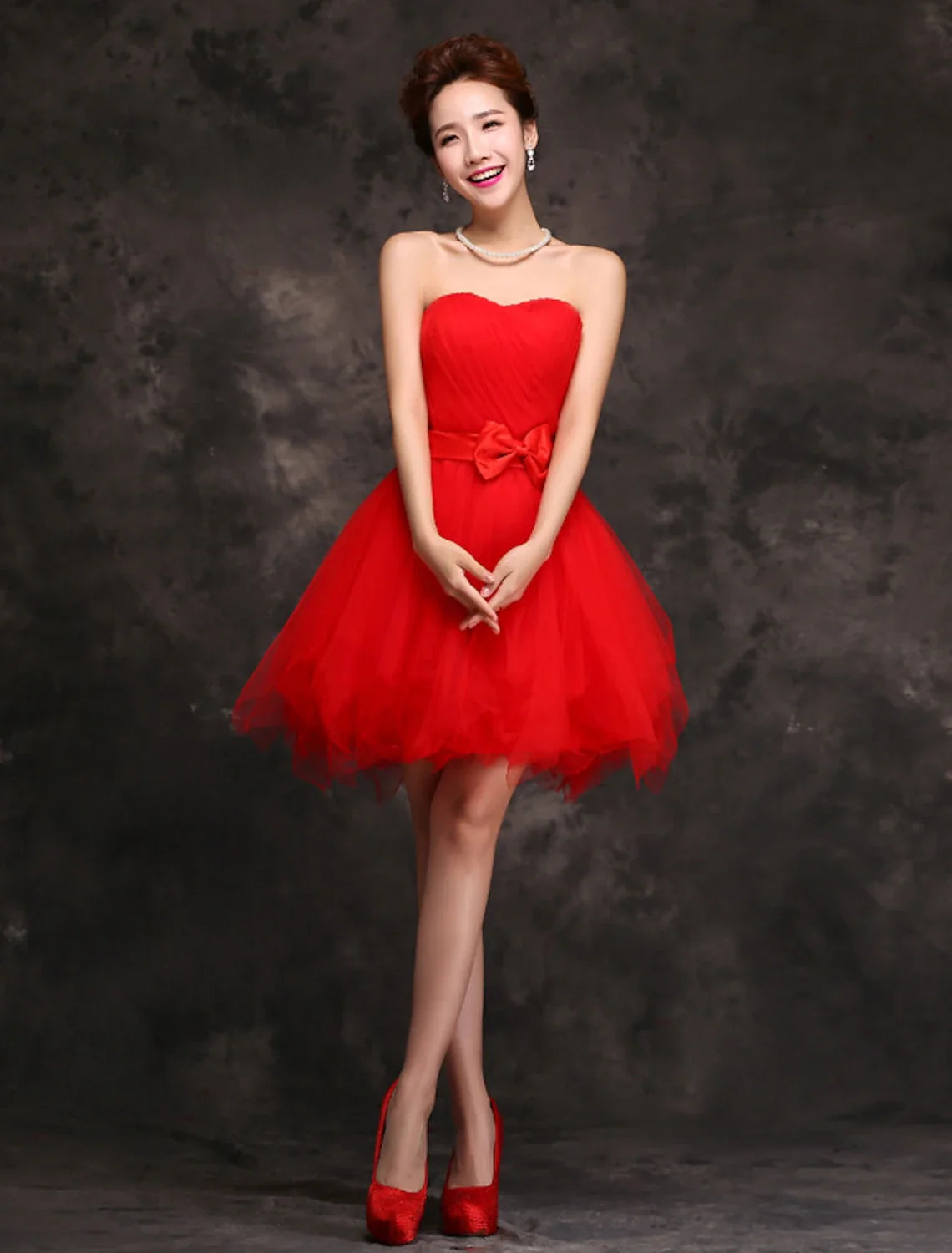 Ball Gown Sweetheart Tulle Sleeveless Ruffled Mini Cocktail Gown - Chloe Dress