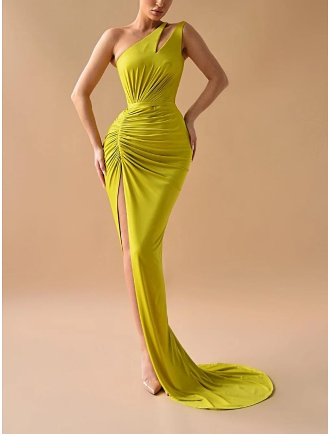 Sheath One-Shoulder Sleeveless High Slit Cocktail Dress - Chloe Dress