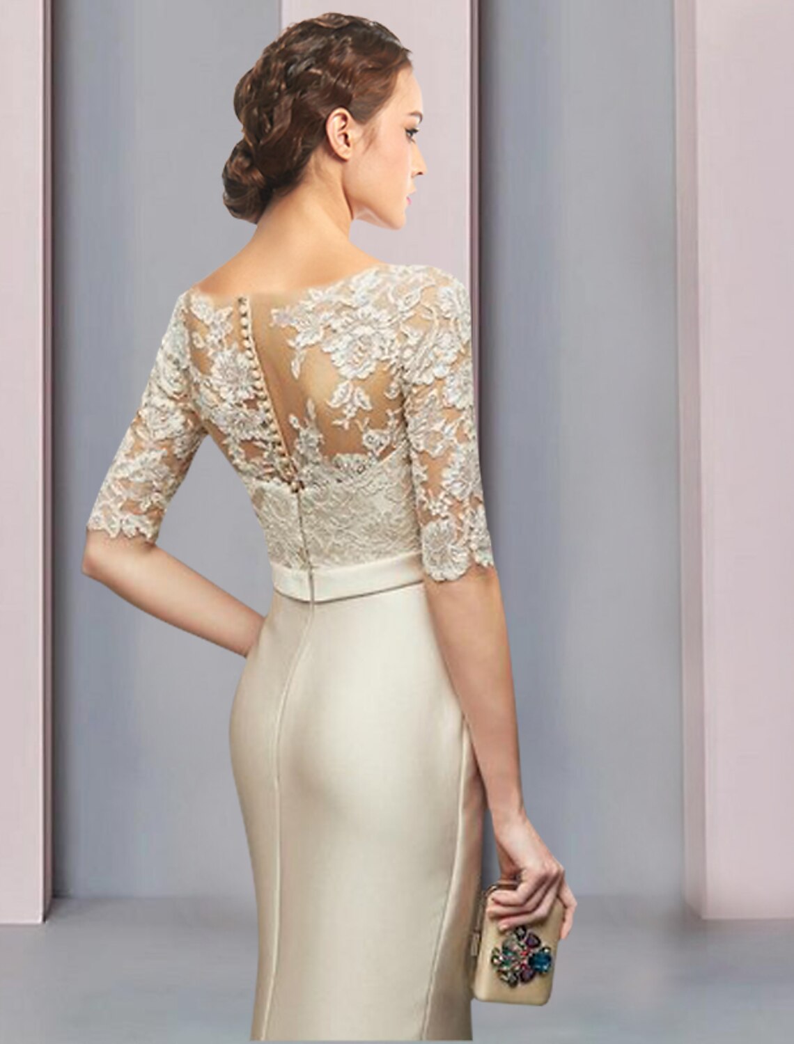 Sheath Satin Floor-Length Wedding Dress - Chloe Dress