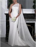 Mermaid One-Shoulder Chiffon Sleeveless Pleated Wedding Gown - Chloe Dress