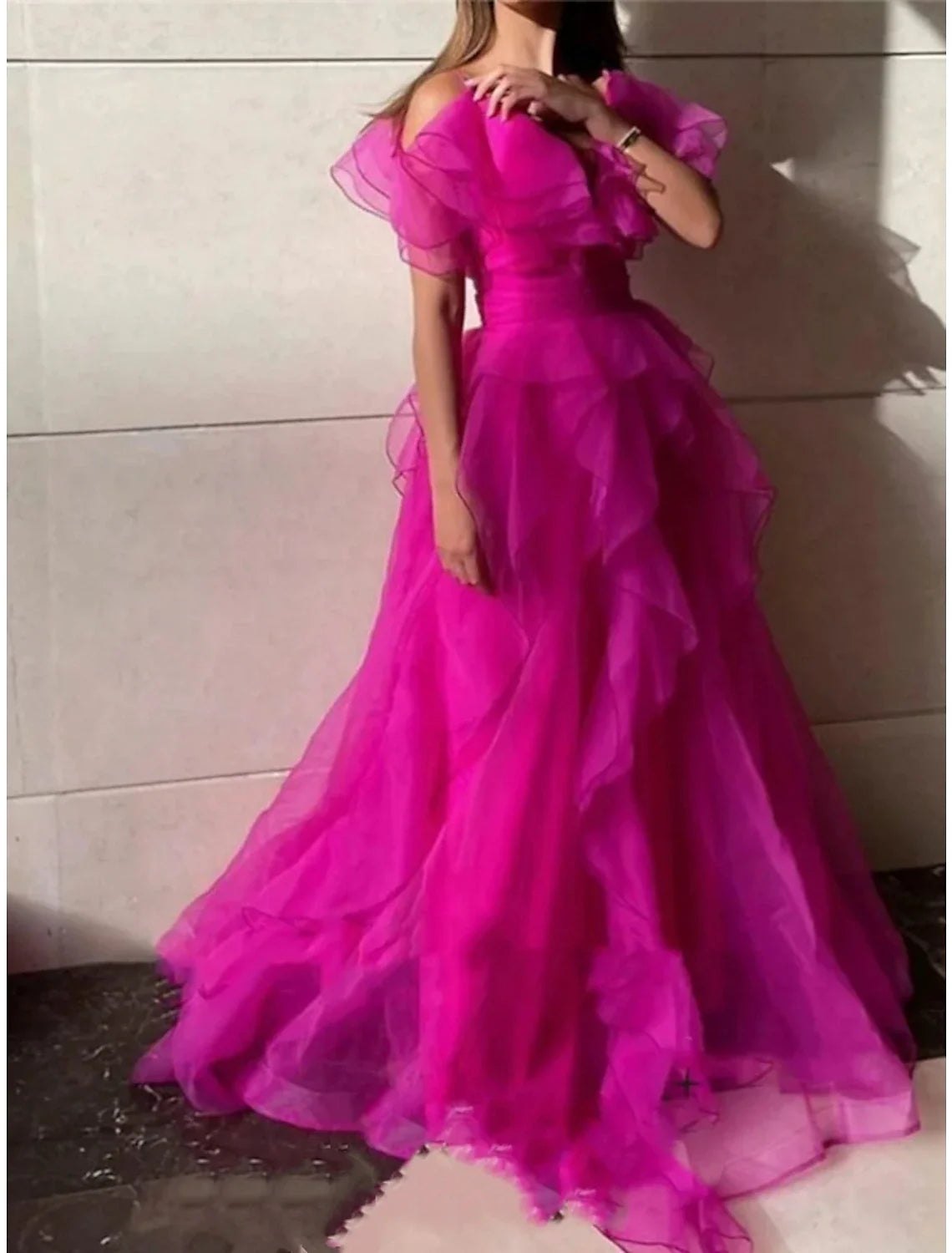 A-Line V-Neck Organza Short Sleeve Ruffled Mini Prom Dress - Chloe Dress