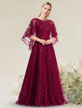 A-Line Lace Short Sleeve Applique Floor-Length Evening Dress - Chloe Dress