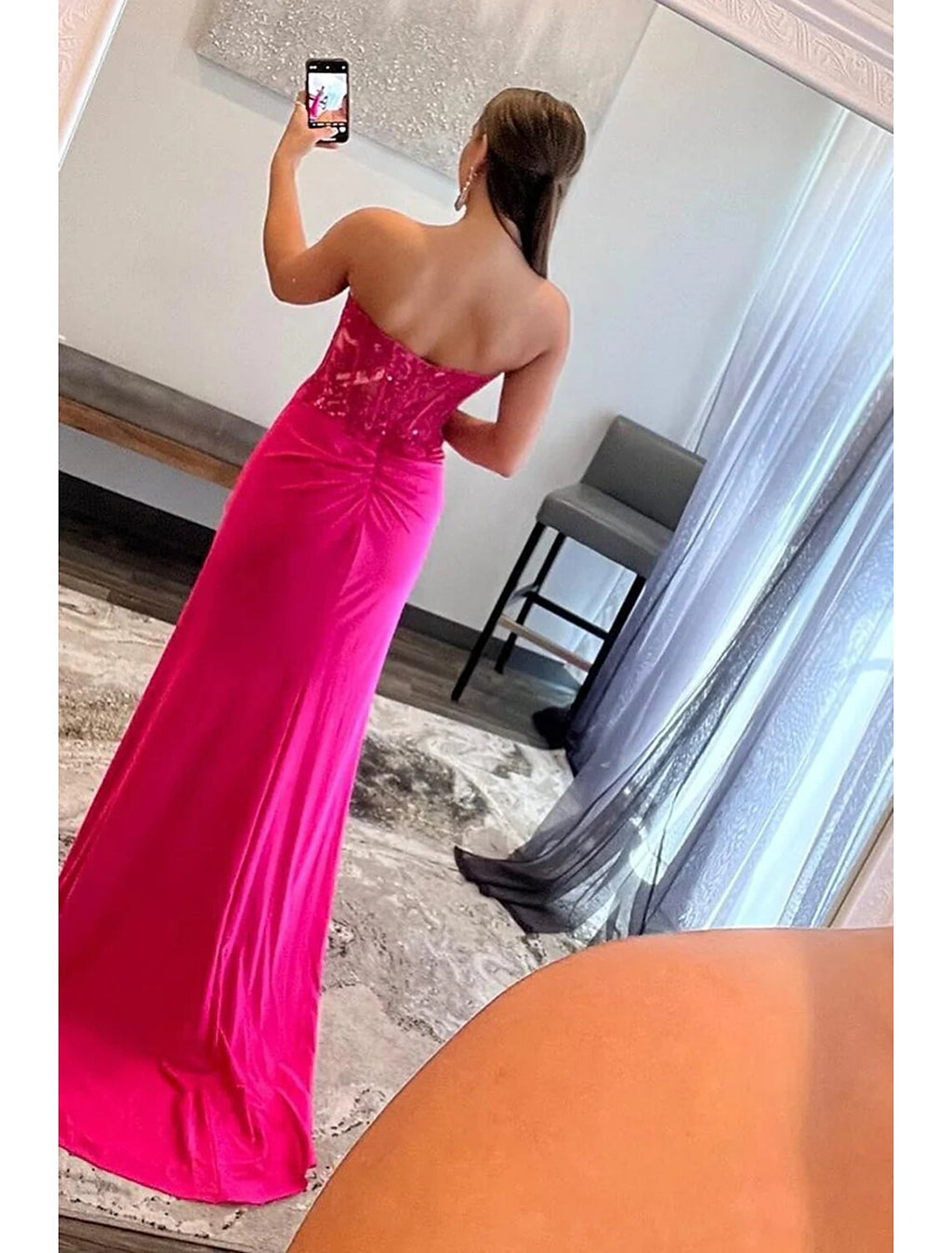 Mermaid Sweetheart Satin Sleeveless Train Prom Dress - Chloe Dress