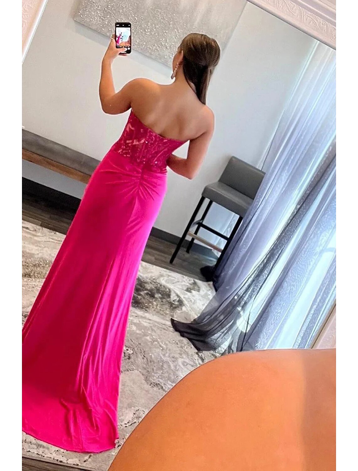 Mermaid Sweetheart Satin Sleeveless Train Prom Dress - Chloe Dress