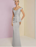 Sheath Plunging Satin Sleeveless Floor-Length Evening Gown - Chloe Dress
