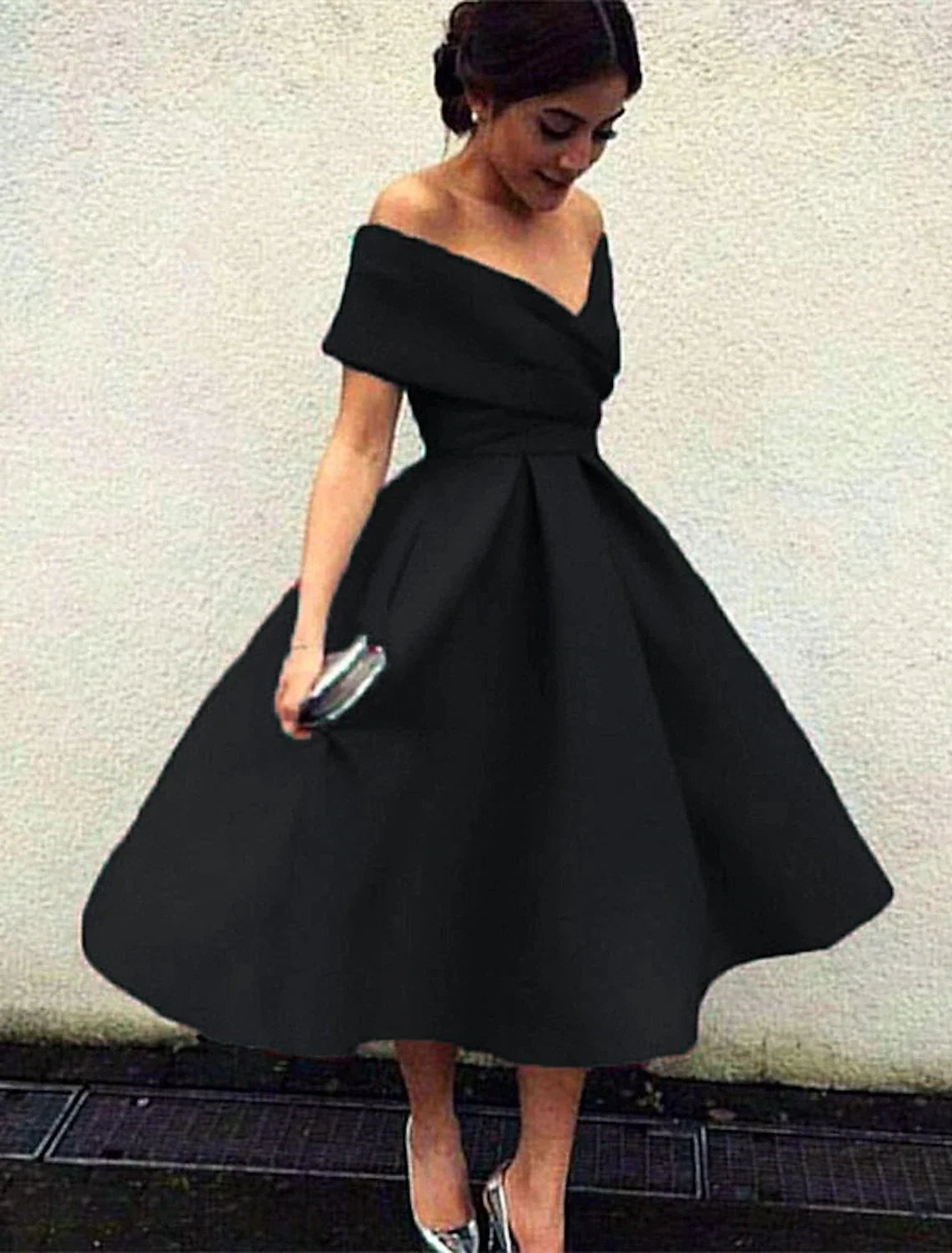 Green A-Line V-Neck Short Sleeve Pleated Mini Wedding Dress - Chloe Dress