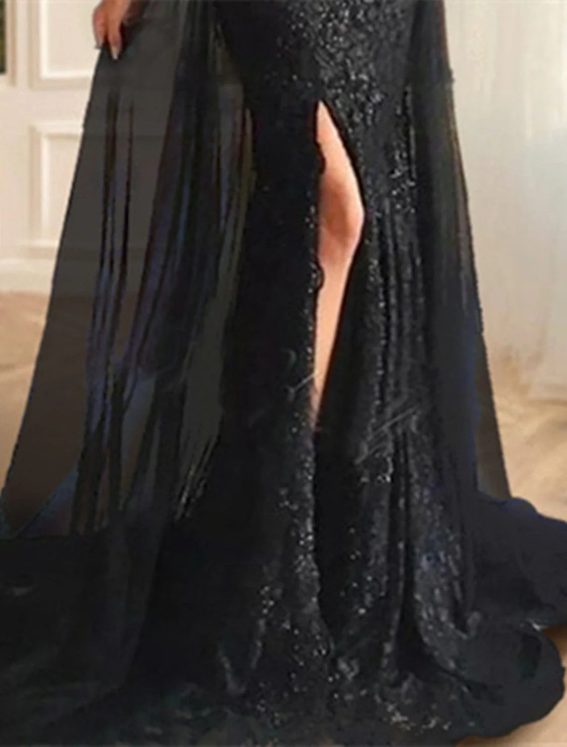 Mermaid Off-Shoulder Chiffon Long Sleeve High Slit Evening Gown - Chloe Dress