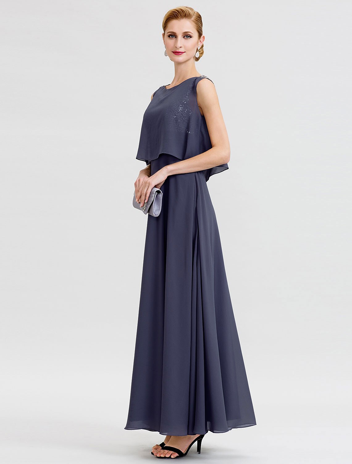 A-Line Chiffon Sleeveless Open Back Ankle-Length Formal Dress - Chloe Dress