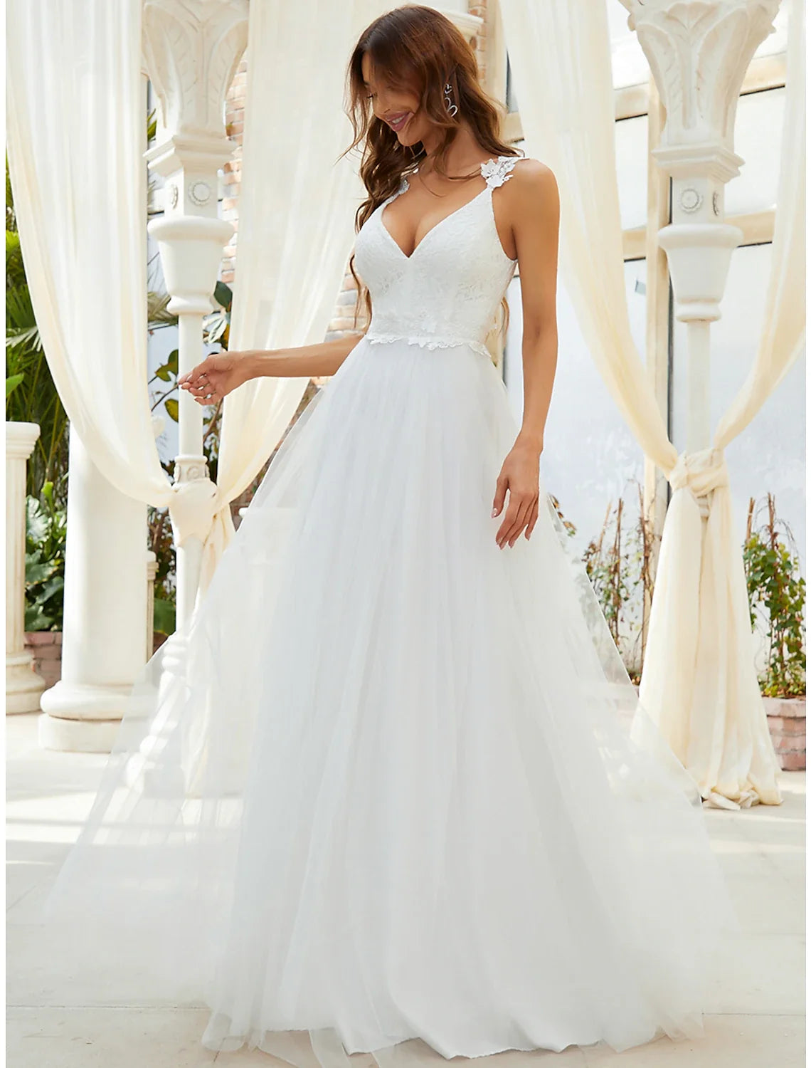 A-Line Sweetheart Tulle Train Wedding Gown - Chloe Dress