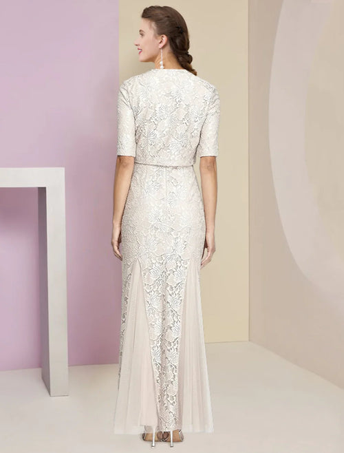 A-Line V-Neck Chiffon Pleated Ankle-Length Wedding Dress - Chloe Dress