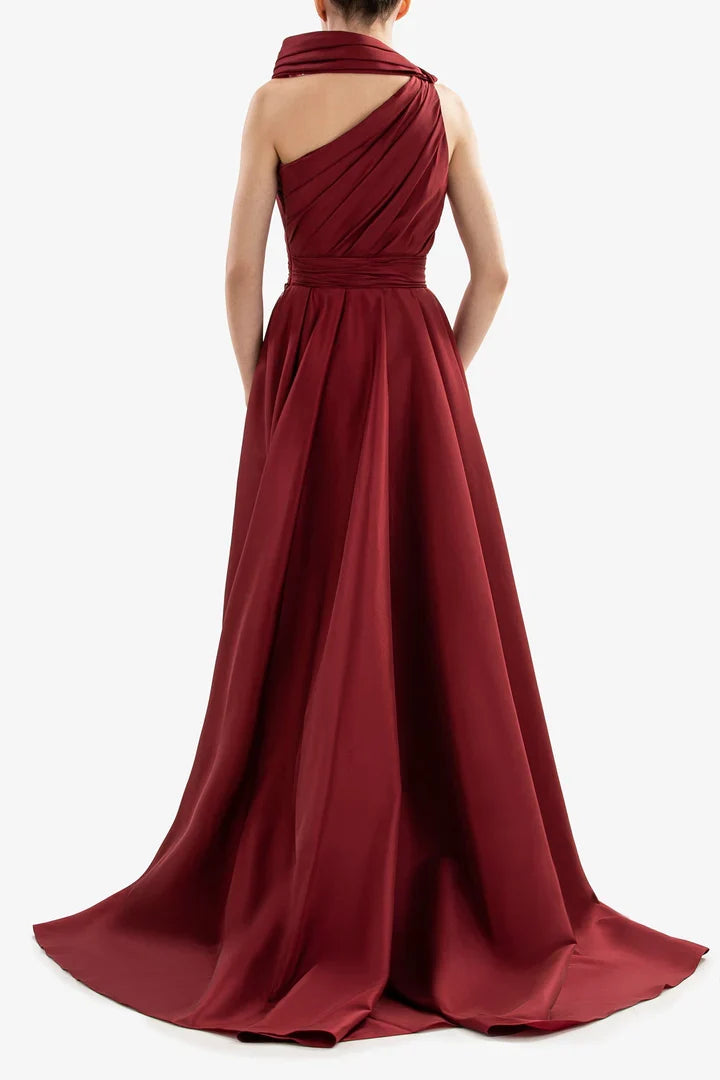 One-Shoulder Pleated Evening Gown - Chloe Dress