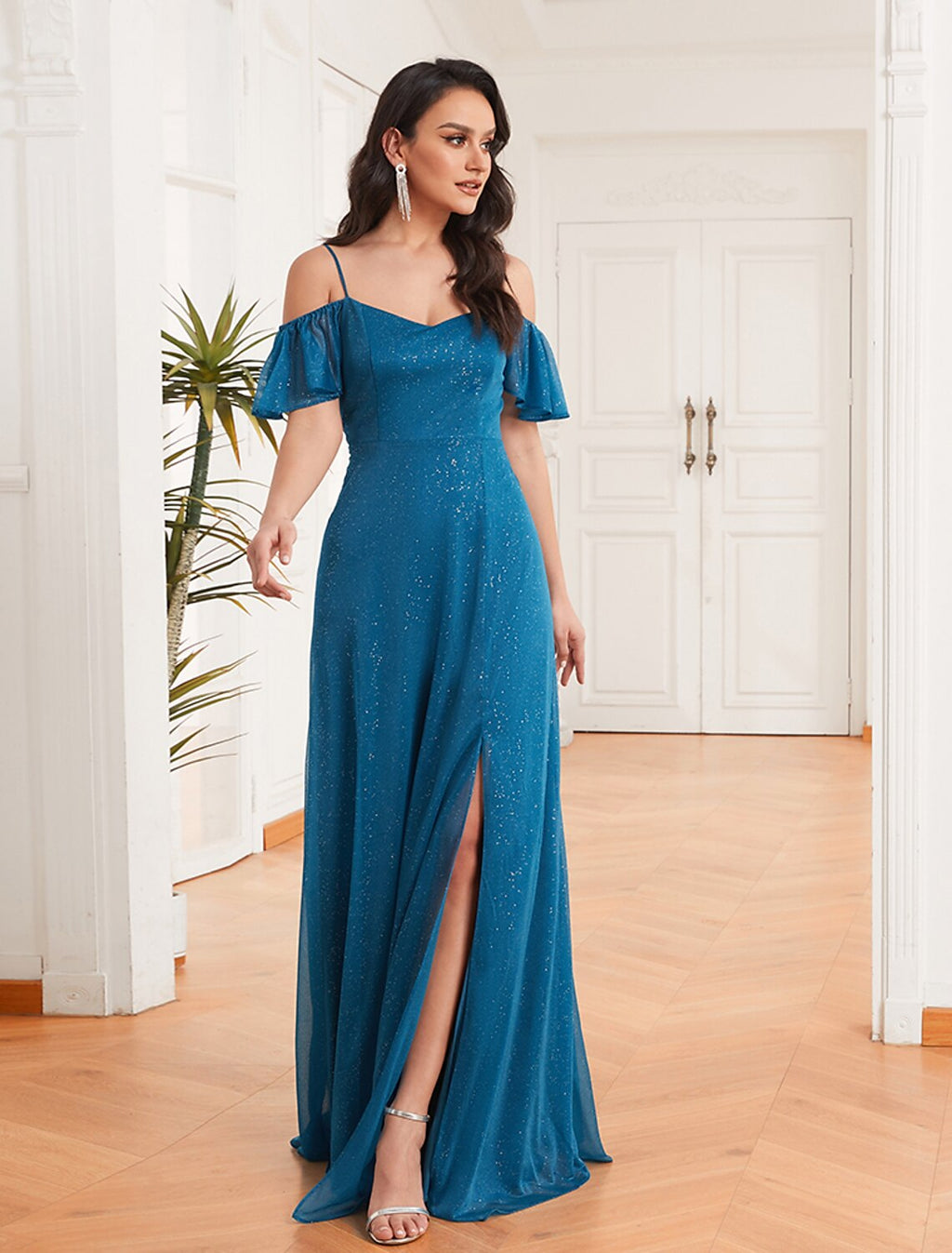 A-Line Off-Shoulder Chiffon Ruffled Evening Dress - Chloe Dress