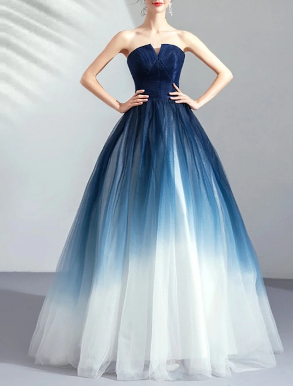 Ball Gown Strapless Tulle Sleeveless Pleated Floor-Length Evening Gown - Chloe Dress