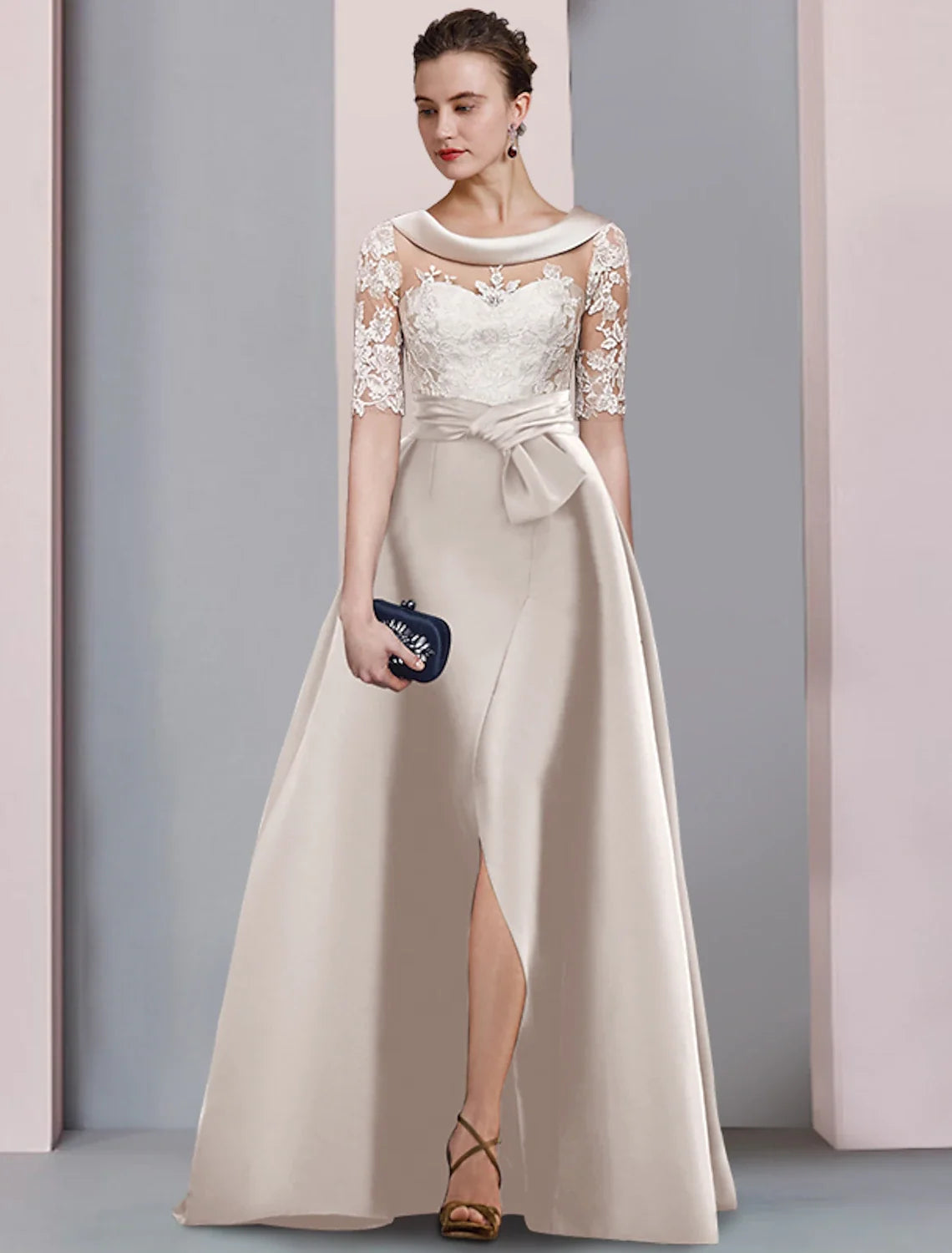 A-Line Satin Applique Floor-Length Wedding Dress - Chloe Dress