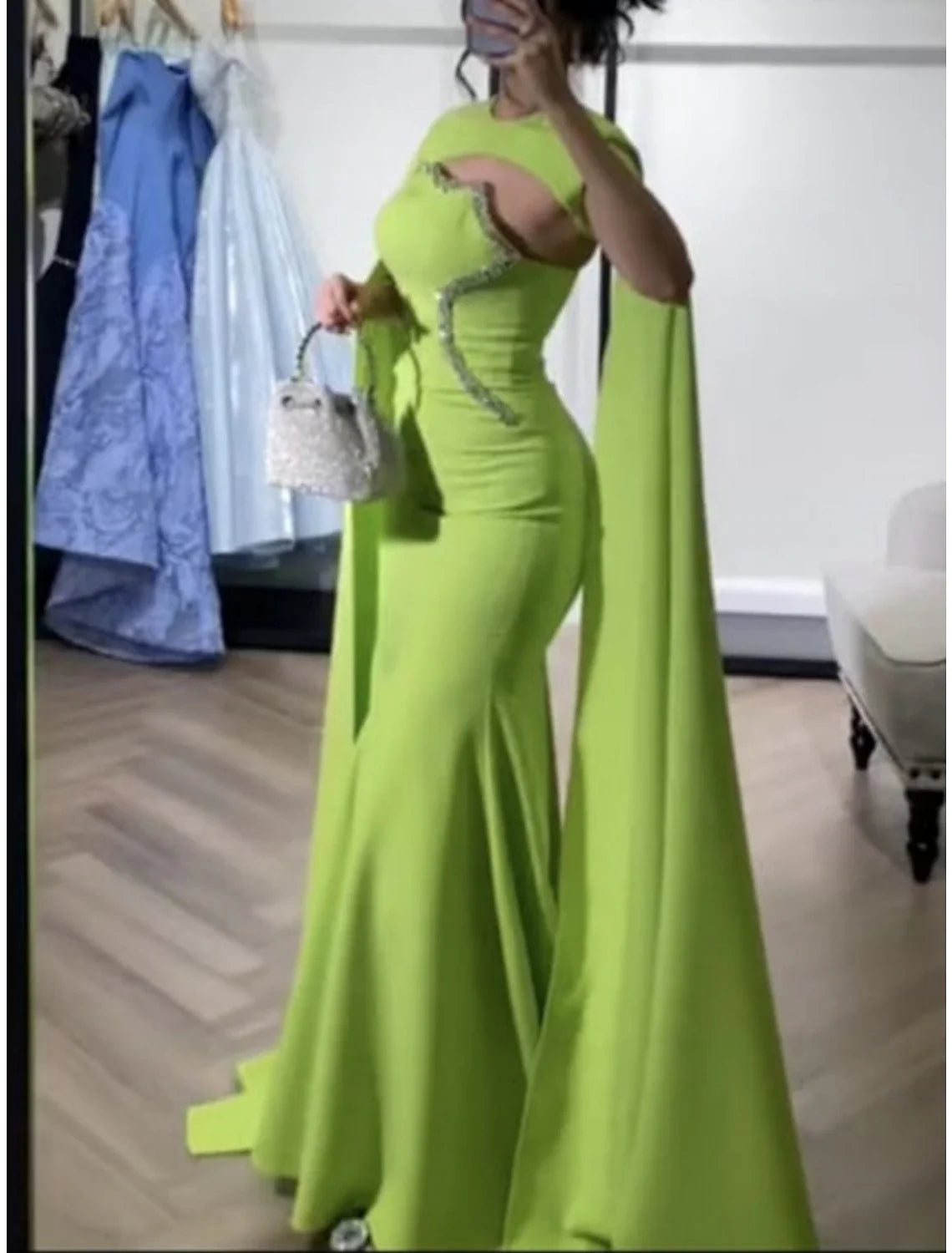 Green A-Line Sequin Sleeveless Pleated Evening Gown - Chloe Dress