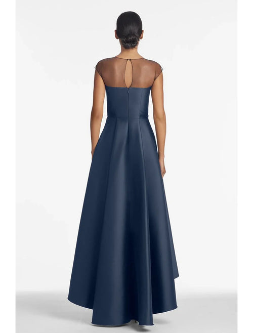 Black A-Line Satin Sleeveless Pleated Wedding Dress - Chloe Dress