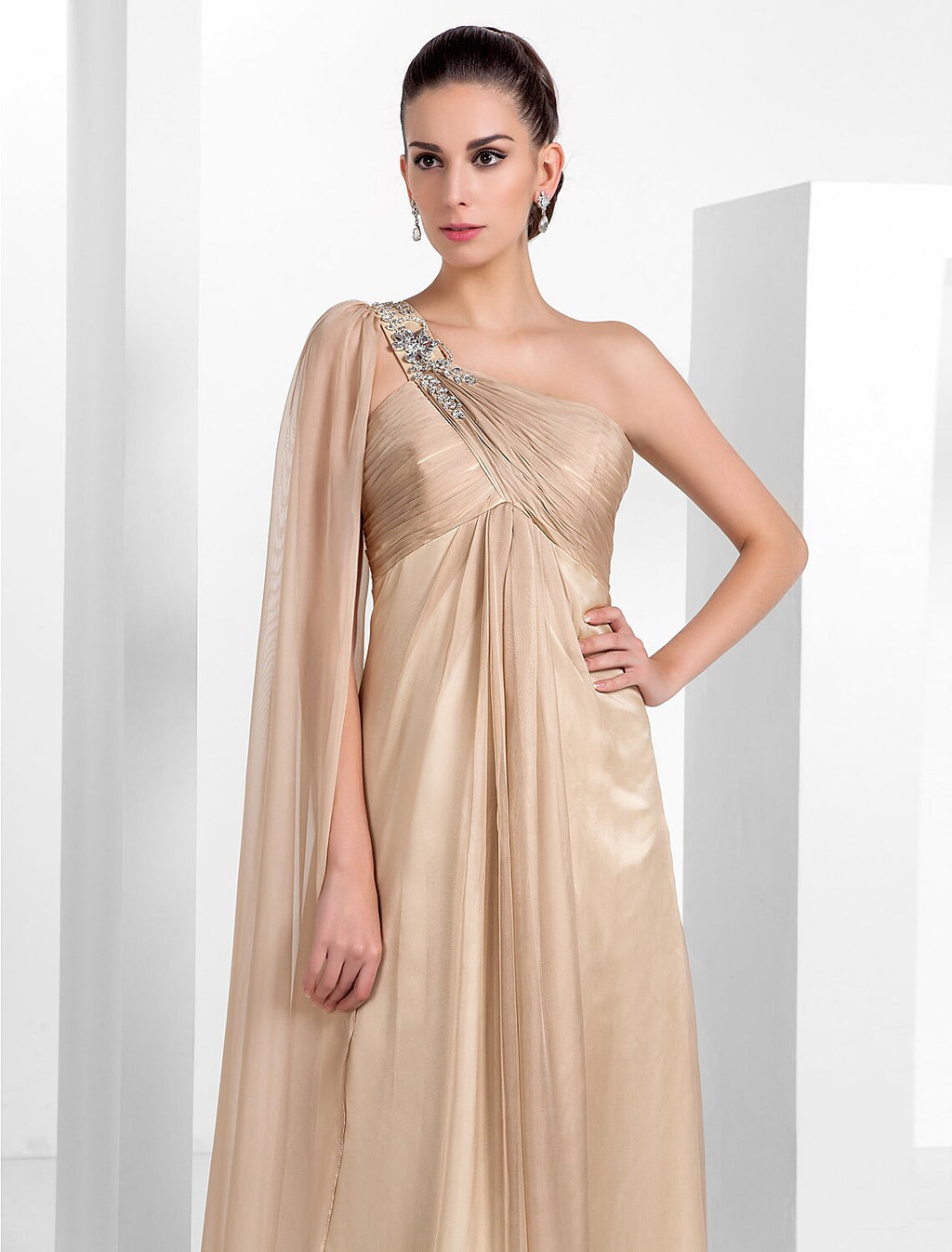 Black Sheath One-Shoulder Chiffon Sleeveless Floor-Length Evening Dress - Chloe Dress
