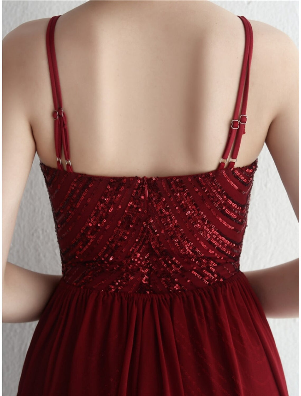 Mermaid Spaghetti Strap Chiffon Sleeveless Pleated Evening Gown - Chloe Dress