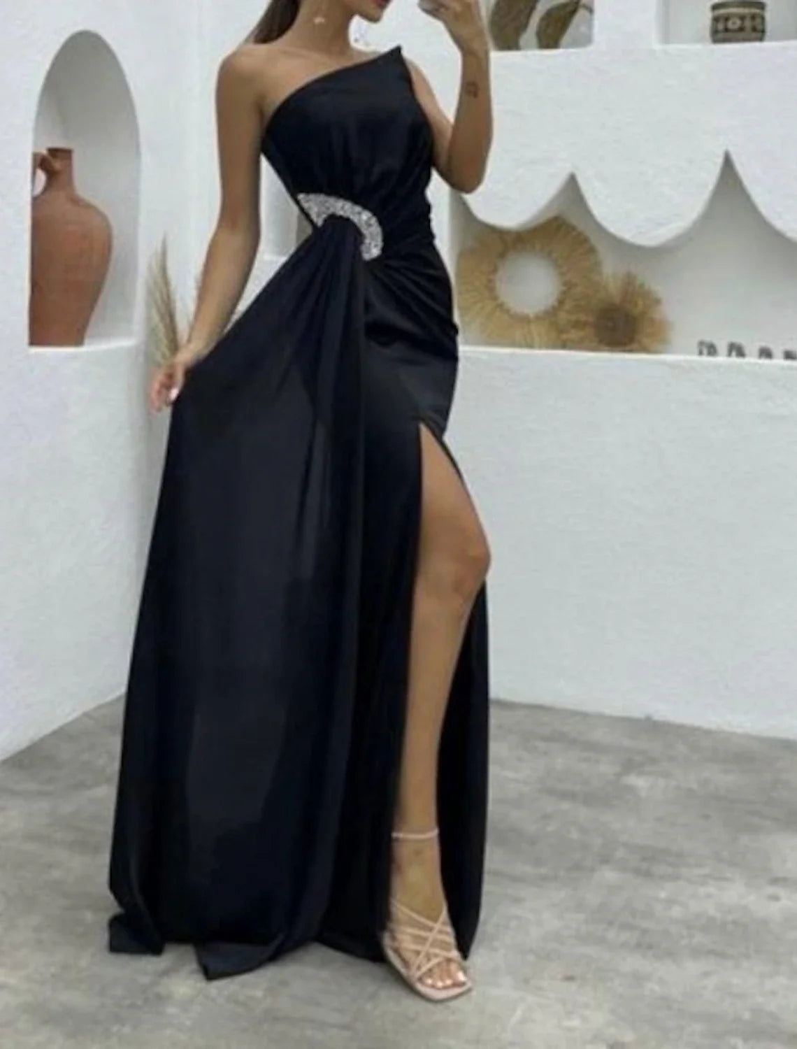 Mermaid One-Shoulder Sleeveless High Slit Evening Gown - Chloe Dress