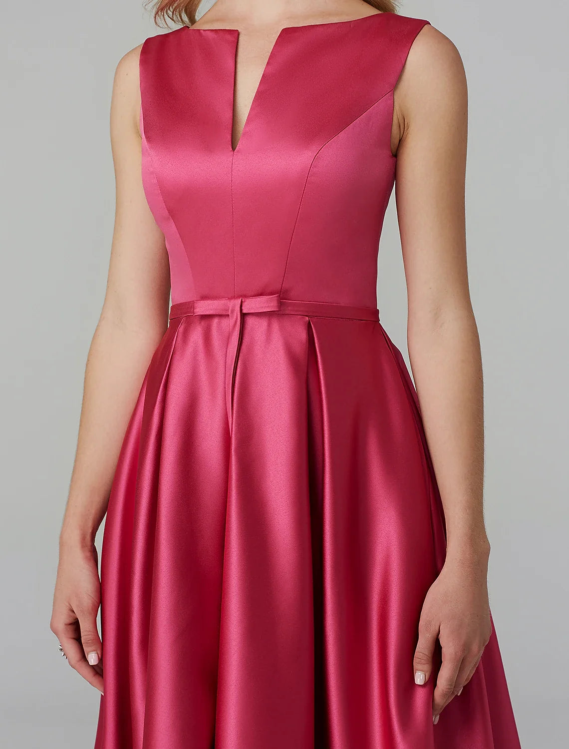 Pink A-Line Satin Sleeveless Knee-Length Wedding Dress - Chloe Dress