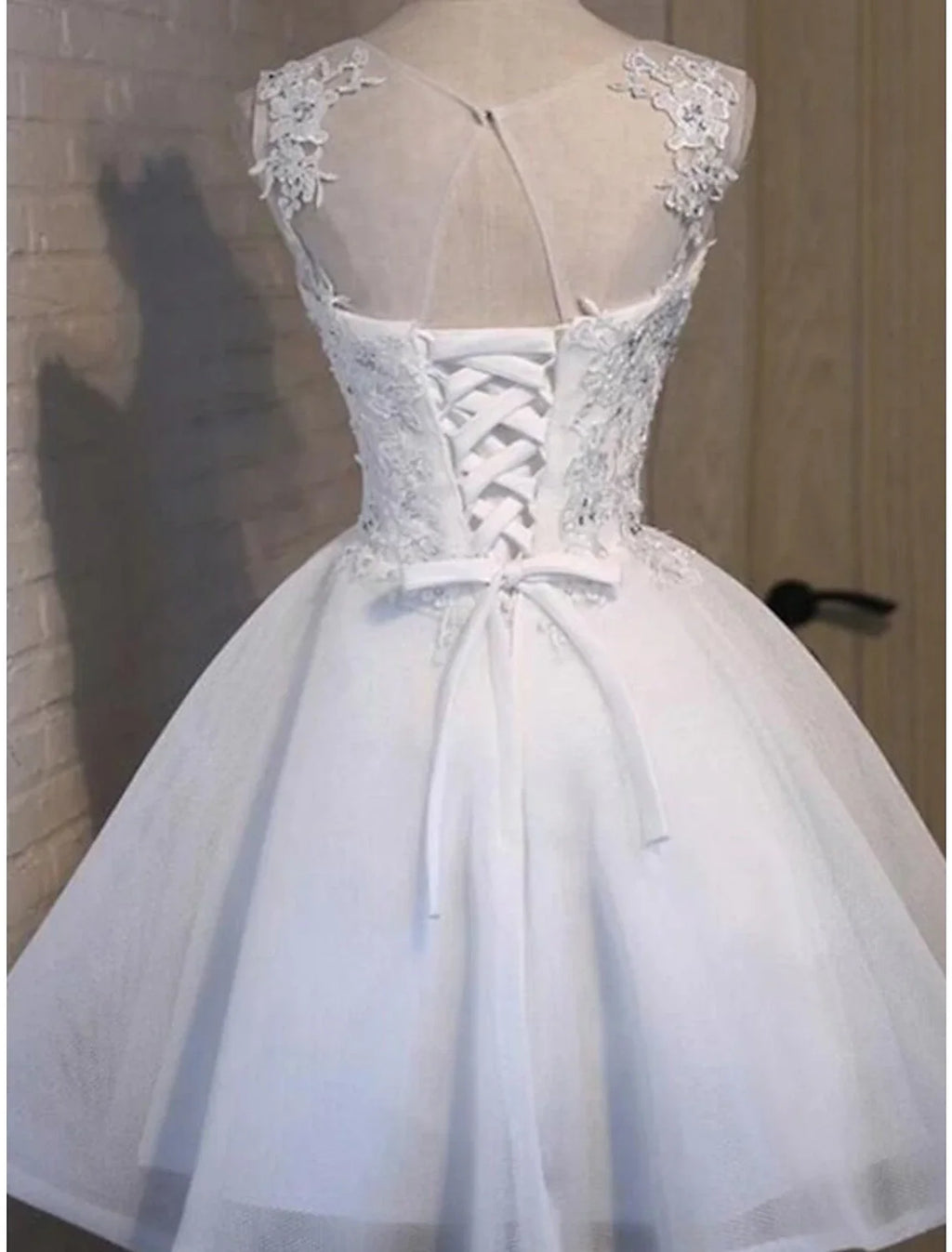 A-Line Tulle Sleeveless Applique Mini Homecoming Dress - Chloe Dress