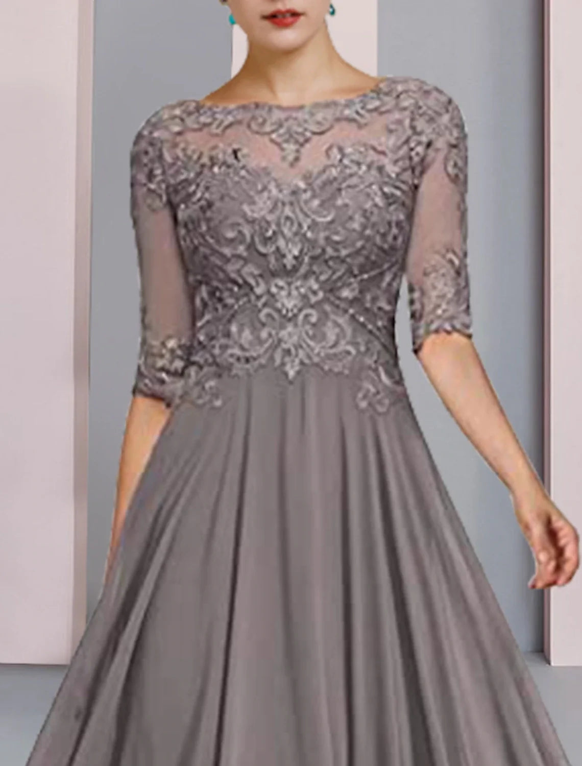 A-Line Chiffon Pleated Floor-Length Wedding Dress - Chloe Dress