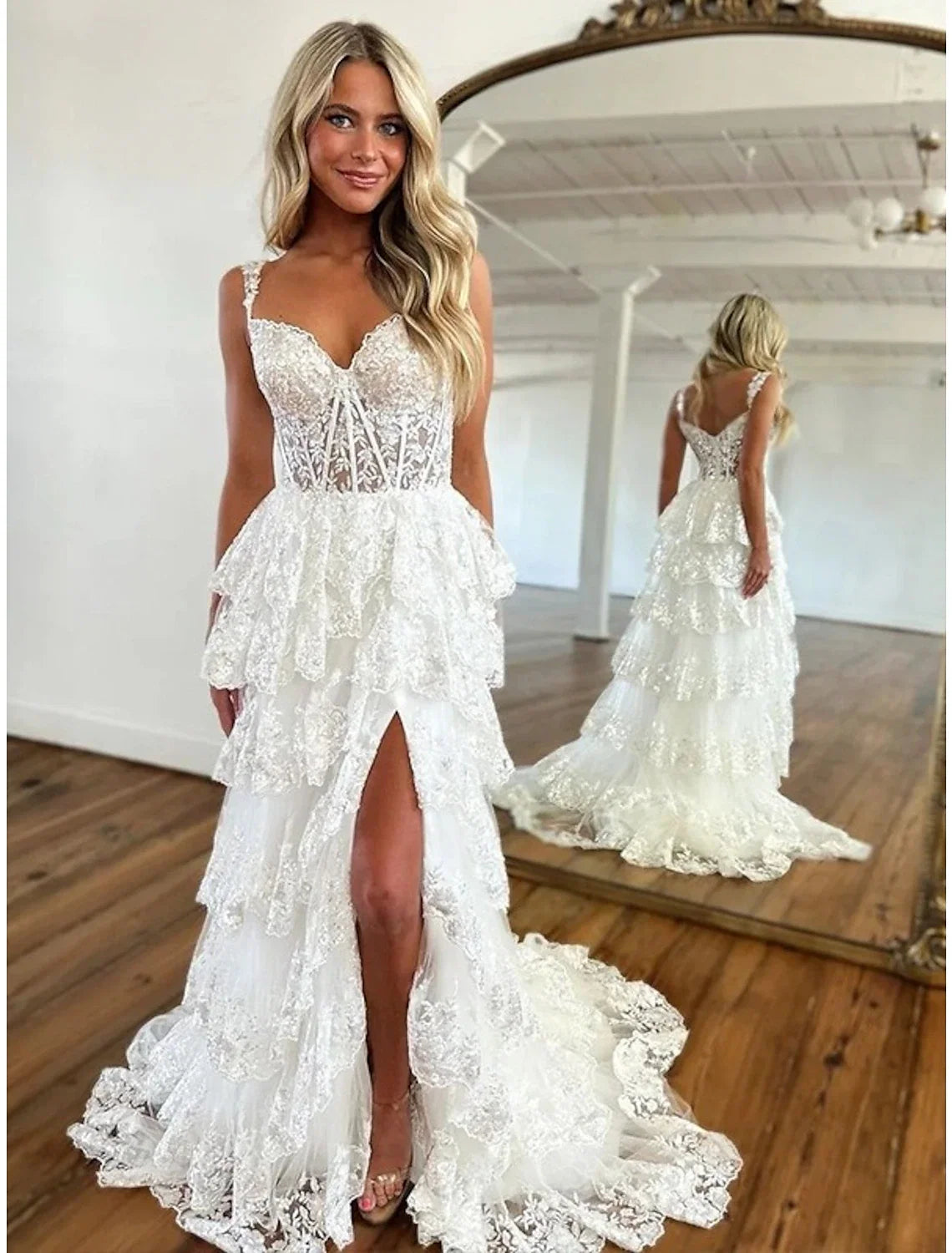 Mermaid Off-Shoulder Tulle Sleeveless Lace-Up Back High Slit Evening Dress - Chloe Dress