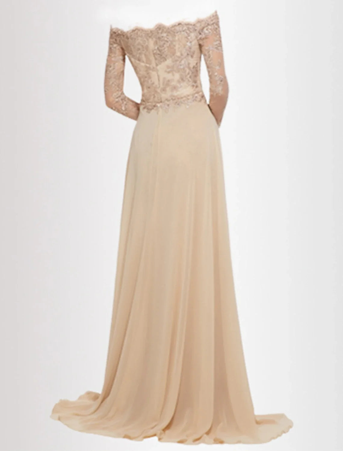 A-Line Sweetheart Lace Long Sleeve Train Evening Gown - Chloe Dress