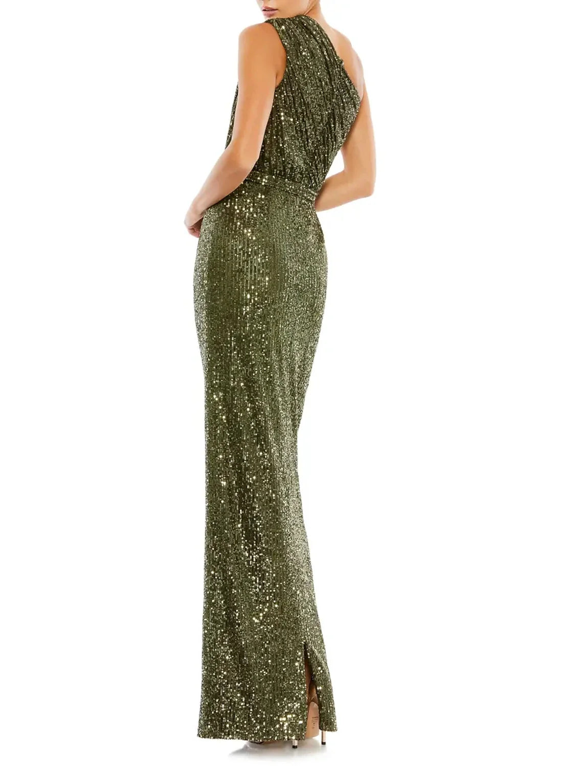 Sheath One-Shoulder Sequin Sleeveless Floor-Length Evening Gown - Chloe Dress