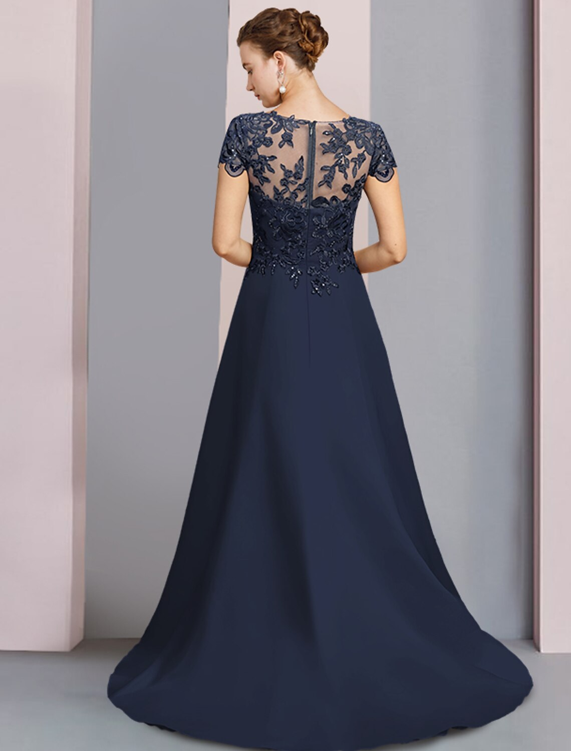 A-Line Satin Short Sleeve Train Mini Wedding Dress - Chloe Dress