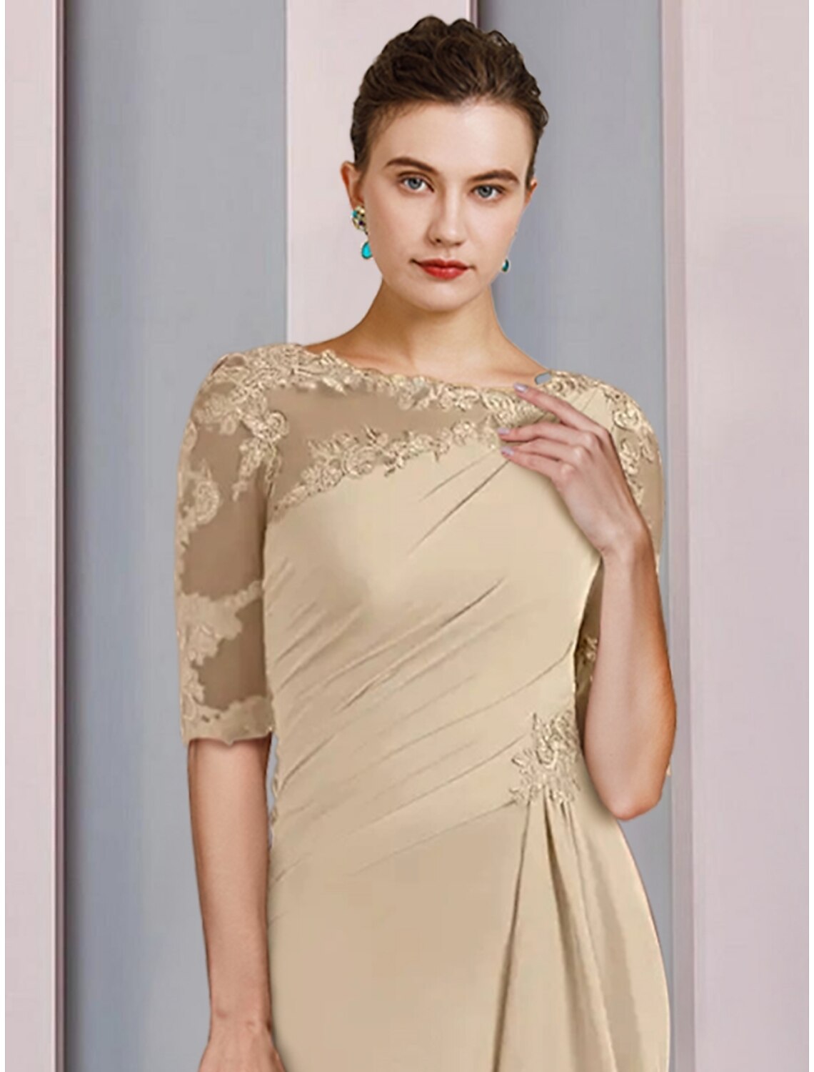Sheath Chiffon Ruffled Floor-Length Wedding Dress - Chloe Dress
