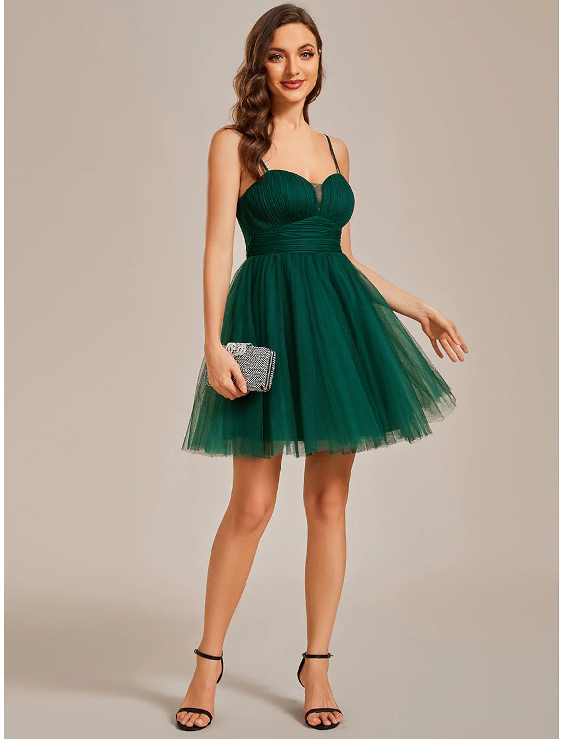 A-Line Spaghetti Strap Tulle Sleeveless Mini Cocktail Dress - Chloe Dress