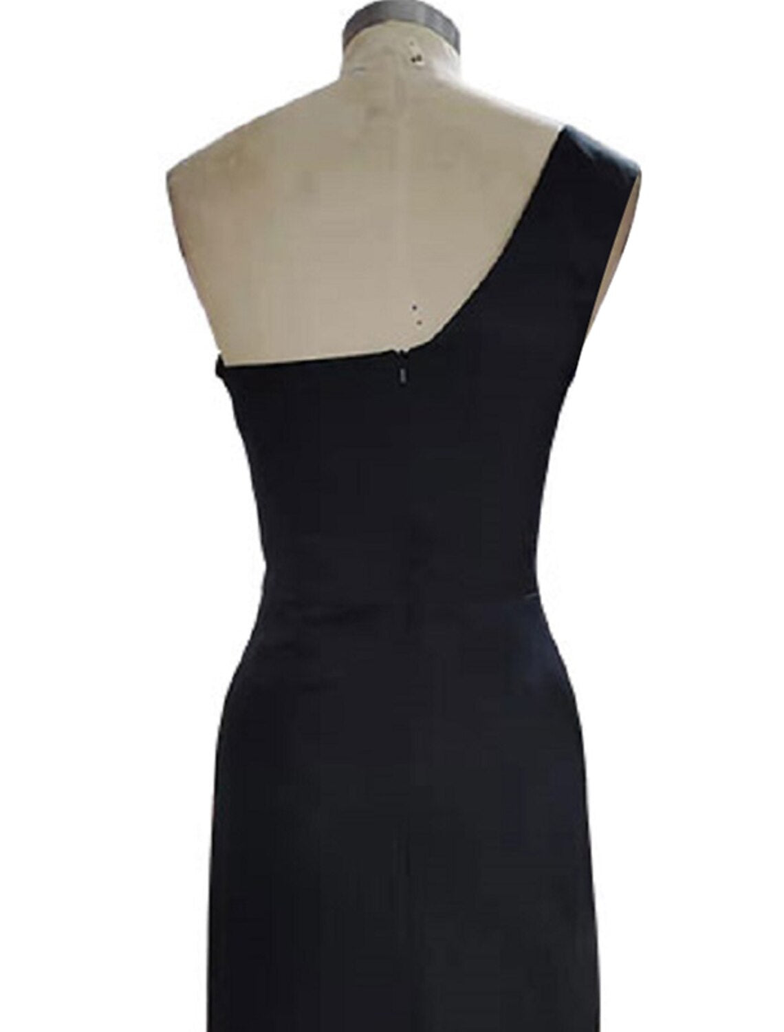 Black Mermaid One-Shoulder Sleeveless High Slit Floor-Length Evening Gown - Chloe Dress