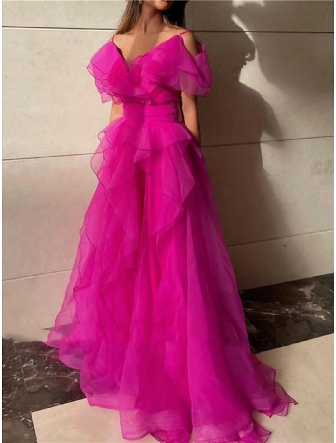 A-Line V-Neck Organza Short Sleeve Ruffled Mini Prom Dress - Chloe Dress