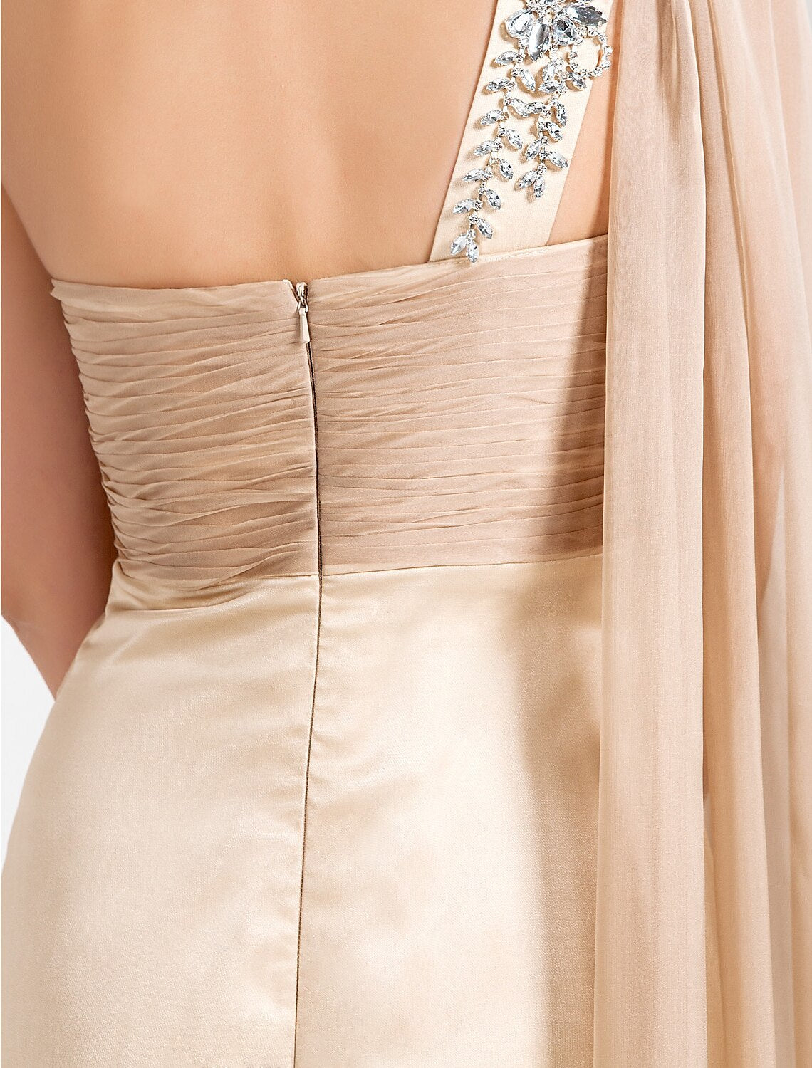 Black Sheath One-Shoulder Chiffon Sleeveless Floor-Length Evening Dress - Chloe Dress