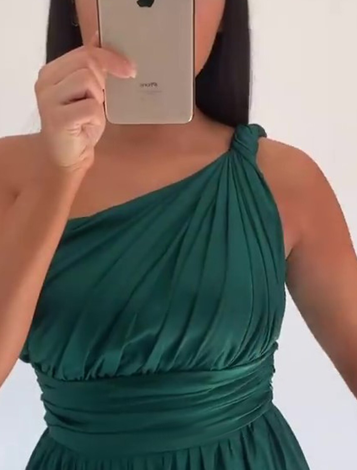Black A-Line One-Shoulder Satin Sleeveless Train Evening Gown - Chloe Dress