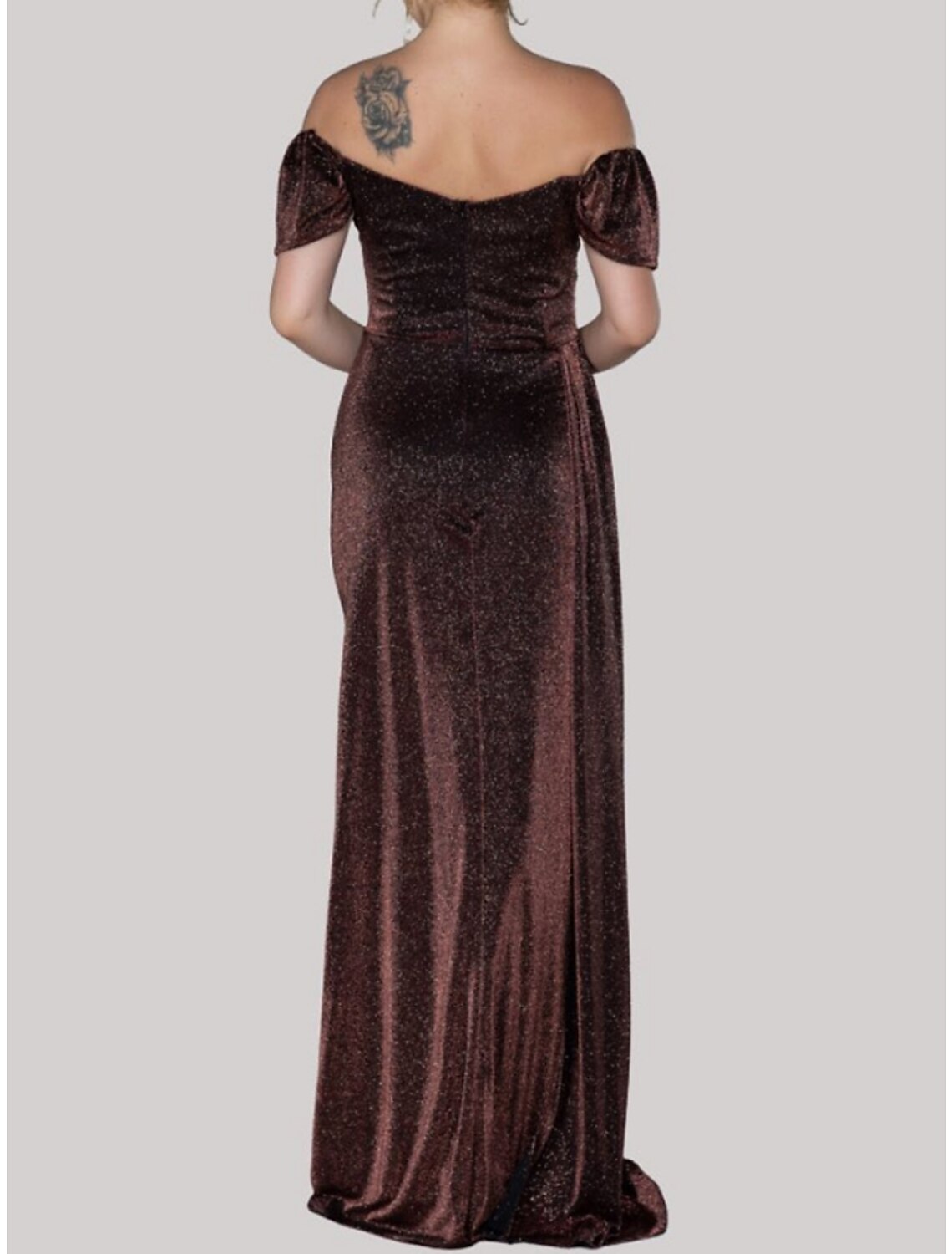 A-Line Off-Shoulder Short Sleeve Pleated Mini Evening Gown - Chloe Dress