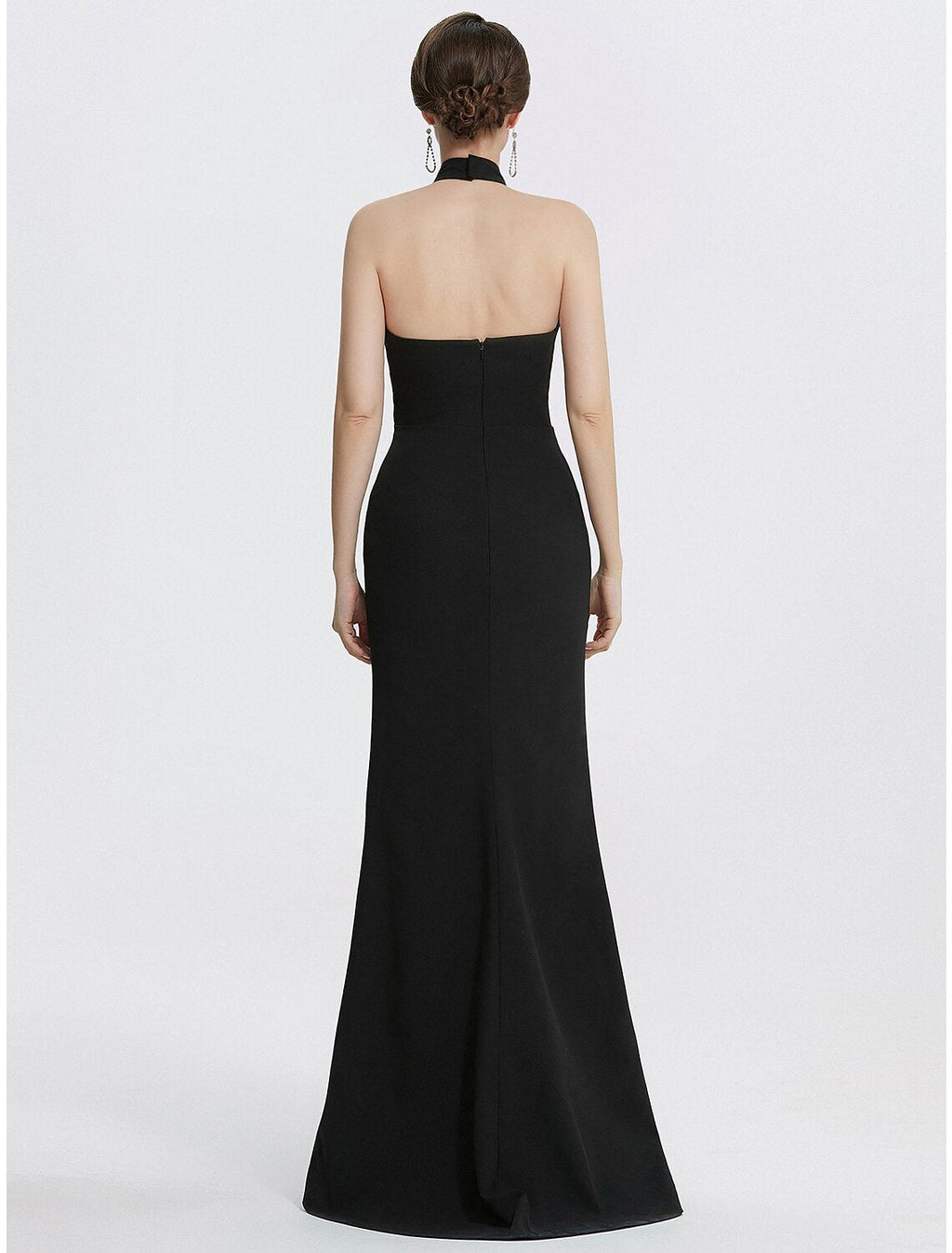 Black Sheath Halter Sleeveless Floor-Length Evening Gown - Chloe Dress