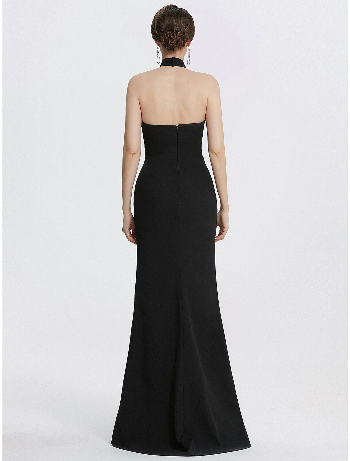 Black Sheath Halter Sleeveless Floor-Length Evening Gown - Chloe Dress