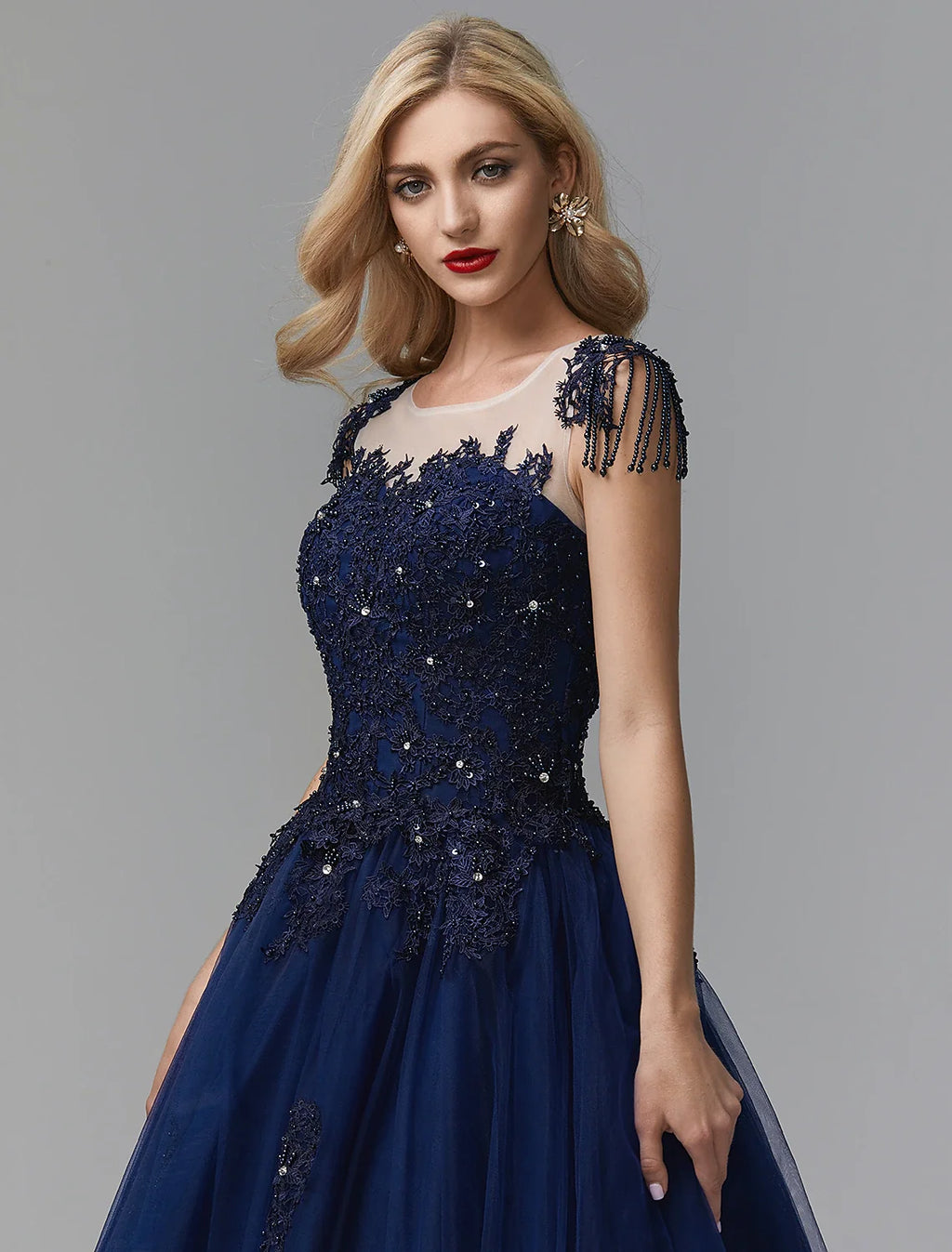 Ball Gown Off-Shoulder Satin Long Sleeve Train Prom Gown - Chloe Dress