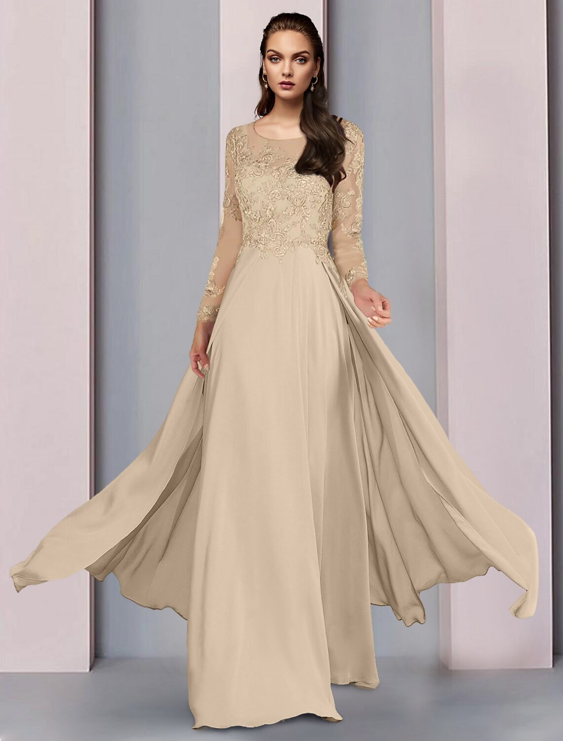 A-Line Chiffon Floor-Length Wedding Dress - Chloe Dress