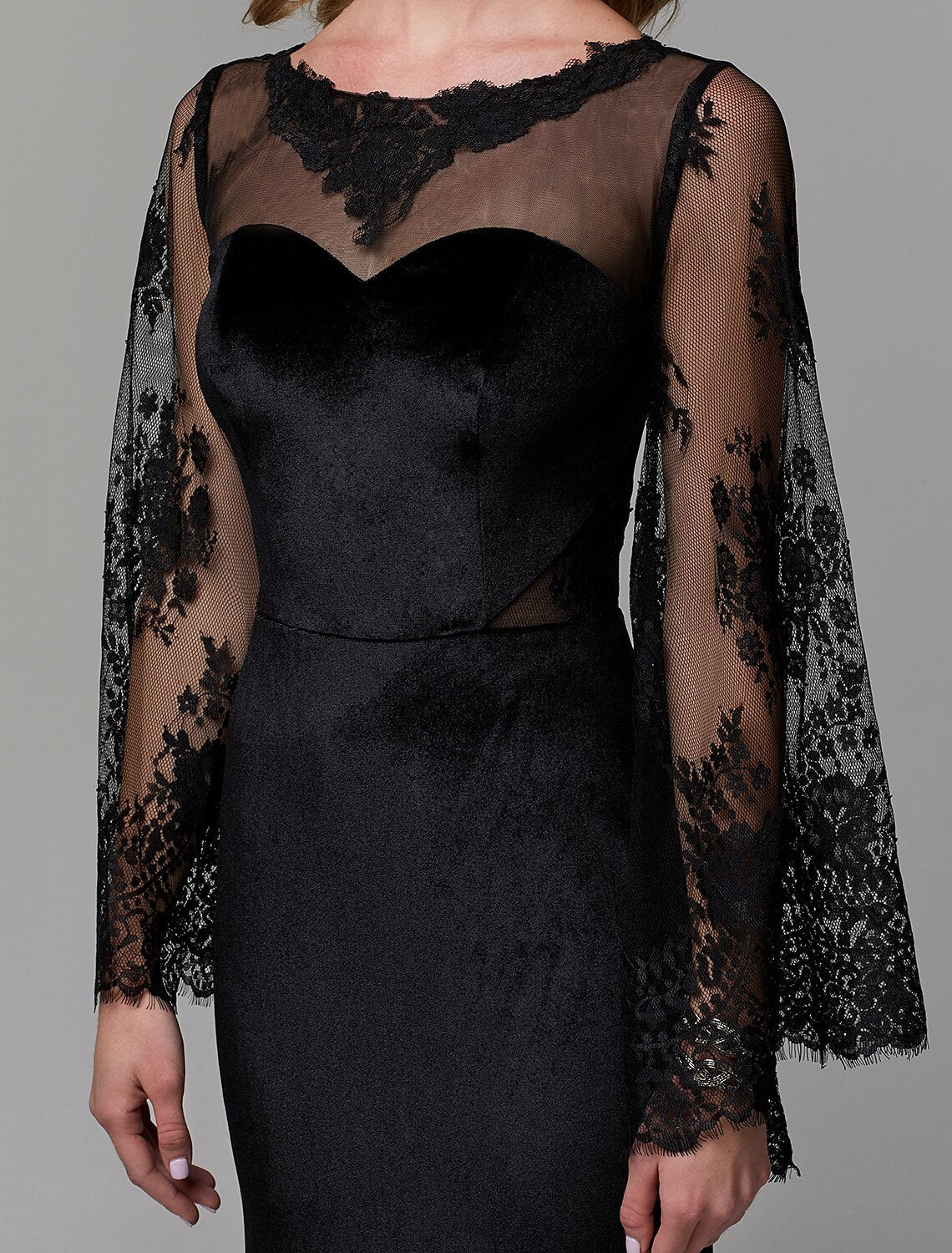 Sheath Illusion Lace Long Sleeve Floor-Length Wedding Dress - Chloe Dress