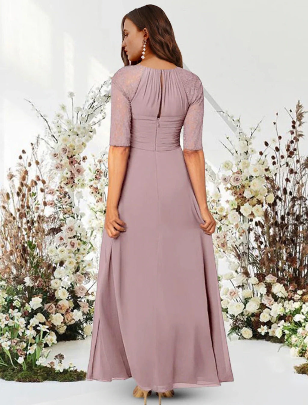 A-Line Chiffon Pleated Floor-Length Evening Gown - Chloe Dress