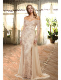 A-Line Sweetheart Lace Long Sleeve Train Evening Gown - Chloe Dress